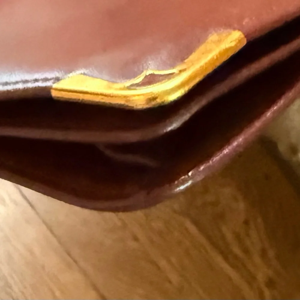 Authentic Cartier Burgundy Leather Clutch with Gold Accents - Picture 15 of 17